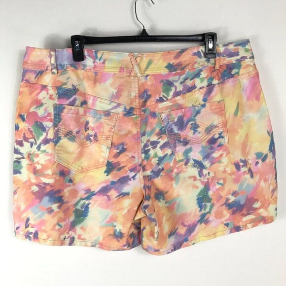 Lane Bryant Mid-Rise Watercolor Floral Shorts Women's Plus Size 24 Stretch Denim - Picture 3 of 9